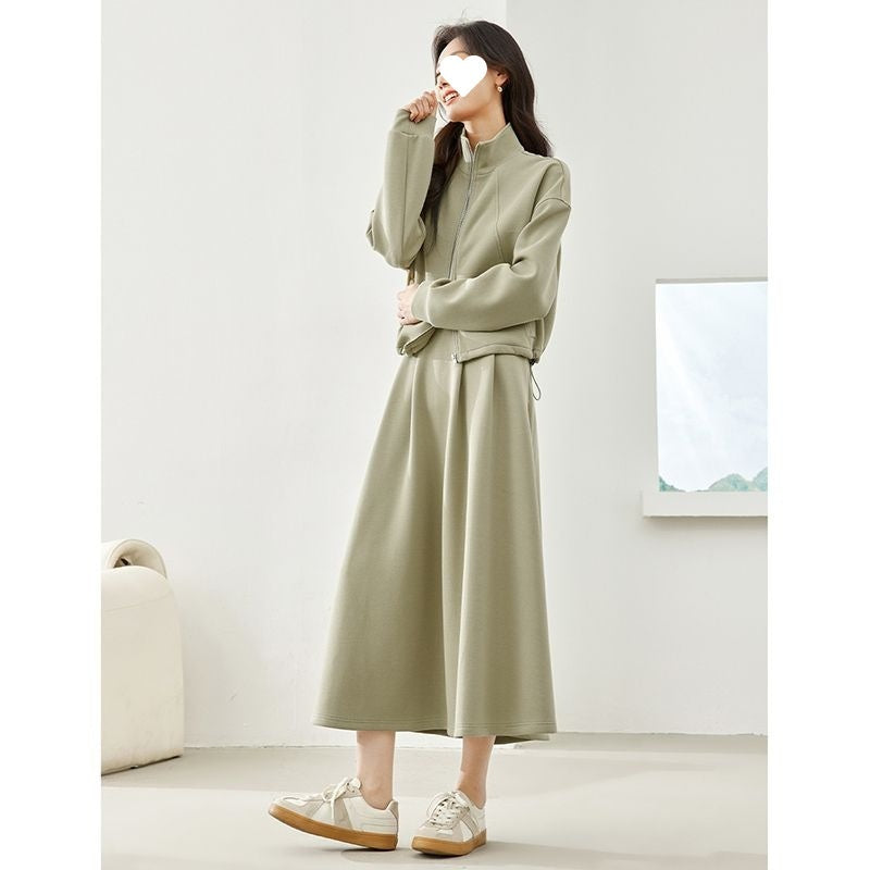 Pea Green Fashion Casual Suit Skirt For Women