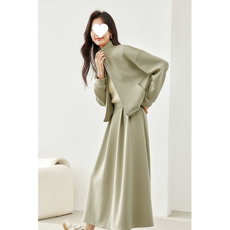 Pea Green Fashion Casual Suit Skirt For Women