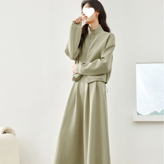 Pea Green Fashion Casual Suit Skirt For Women