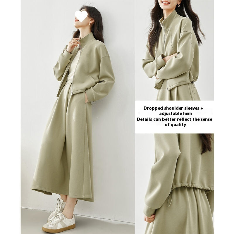 Pea Green Fashion Casual Suit Skirt For Women