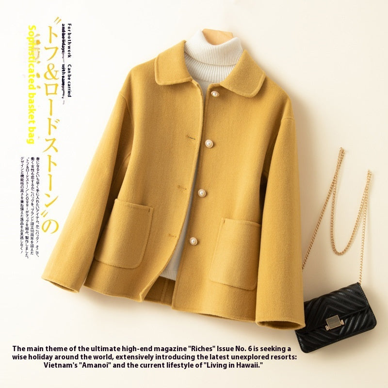 Double-sided Cashmere Short Doll Collar Classic Style Woolen Coat